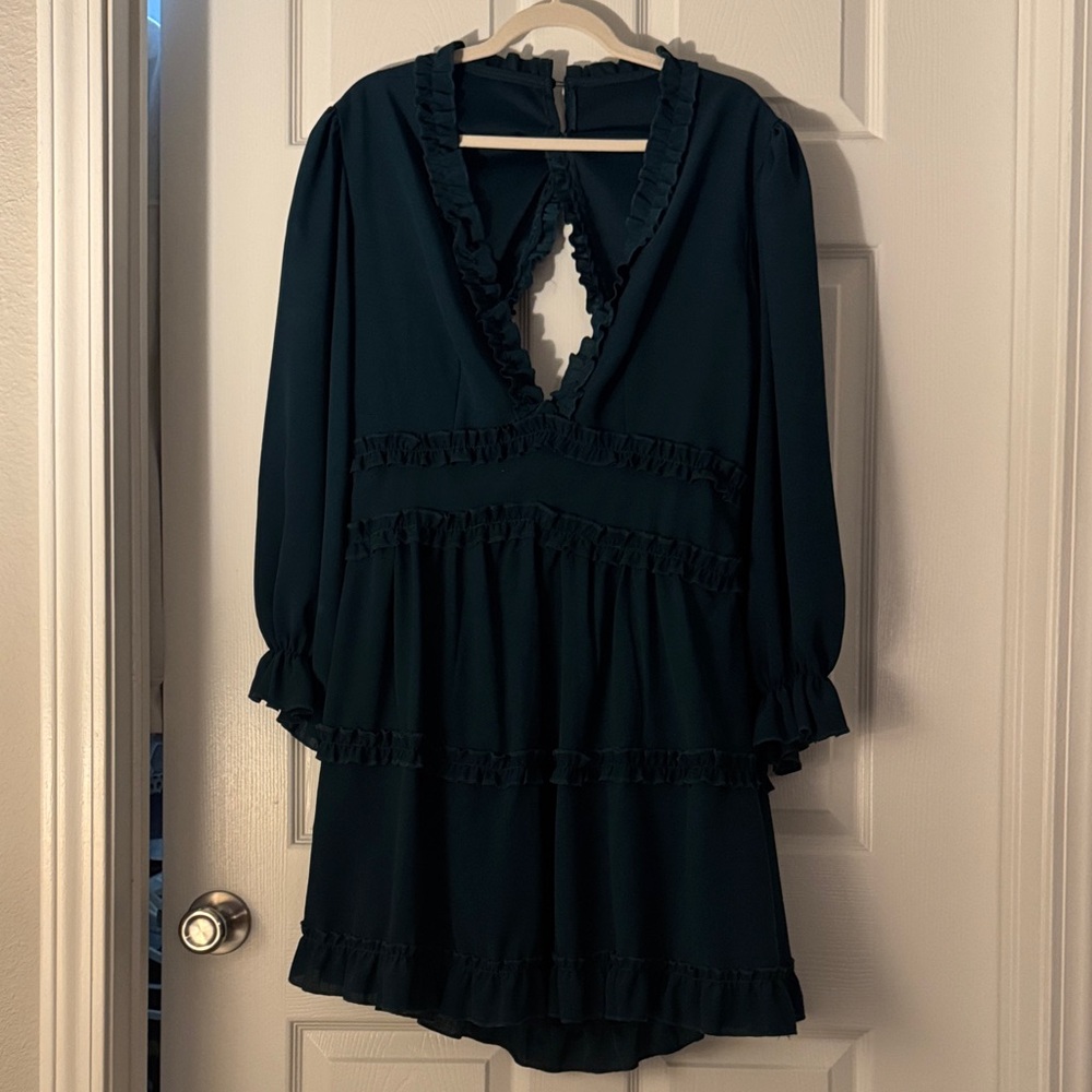 Elegant Dark Green Ruffle Dress